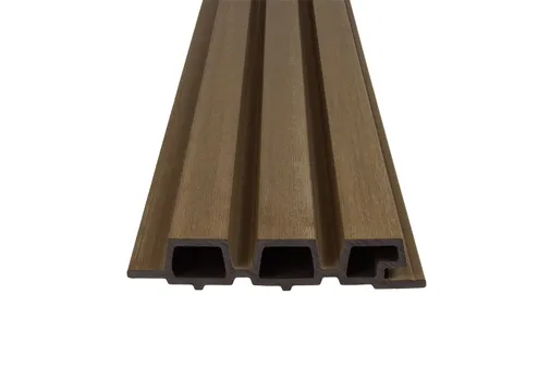 Triple rhombus profiel houtcomposiet 30x160mm (werkend 140mm) walnoot