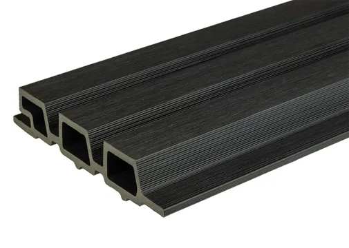 Triple rhombus profiel houtcomposiet 30x160mm (werkend 140mm) zwart
