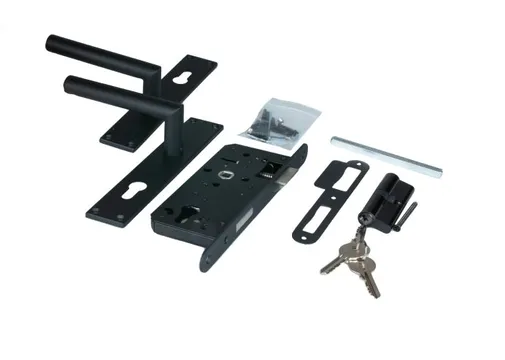 Klinkset slotkast en cilinderslot luxe RVS zwart