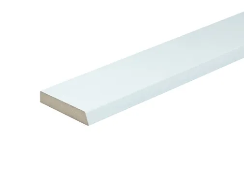 Koplat MDF Vochtwerend (model B) 12x70mm met schuine kanten wit voorgelakt per 4 stuks