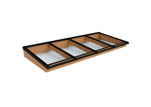 Lichtstraat Schilddak Douglas met 4 vaks veiligheidsglas | Zwart RAL 9005