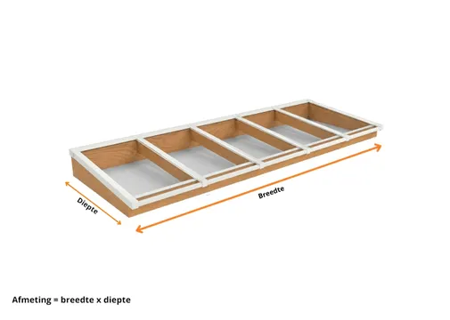 Lichtstraat Schilddak Douglas met 5 vaks veiligheidsglas | Wit RAL 9010