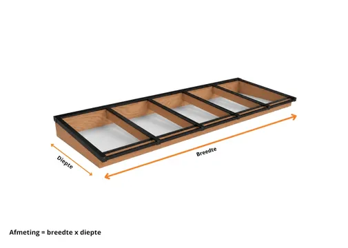 Lichtstraat Schilddak Douglas met 5 vaks veiligheidsglas | Zwart RAL 9005