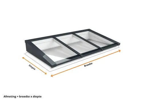 Lichtstraat Lessenaarsdak Grenen met 3 vaks HR++ isolatieglas | Antraciet RAL 7016