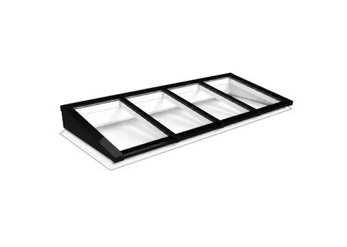 Lichtstraat Lessenaarsdak Grenen met 4 vaks HR++ isolatieglas | Zwart RAL 9005