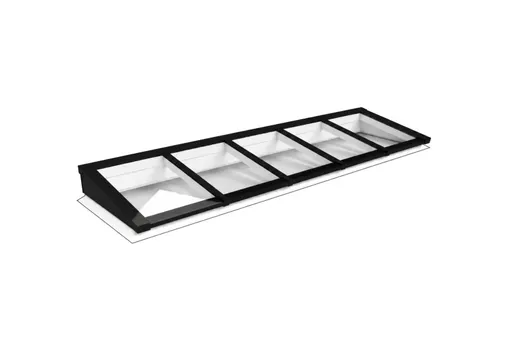 Lichtstraat Lessenaarsdak Grenen met 5 vaks HR++ isolatieglas | Zwart RAL 9005