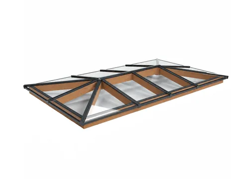 Lichtstraat Schilddak Douglas met 12 vaks veiligheidsglas | Zwart RAL 9005