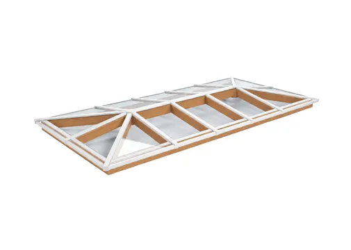 Lichtstraat Schilddak Douglas met 14 vaks veiligheidsglas | Wit RAL 9010