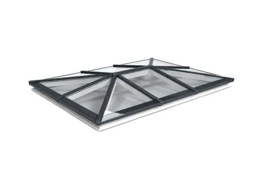 Lichtstraat Schilddak Grenen met 10 vaks  HR++ isolatieglas | Antraciet RAL 7016