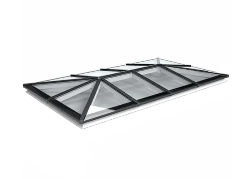 Lichtstraat Schilddak Grenen met 12 vaks HR++ isolatieglas | Zwart RAL 9005