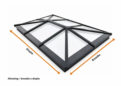 Lichtstraat Schilddak geïsoleerd HR++ isolatieglas | Zwart RAL 7016