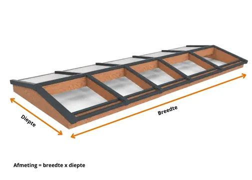 Lichtstraat Zadeldak Douglas met 10 vaks veiligheidsglas - 404,2cm breed | Antraciet RAL 7016