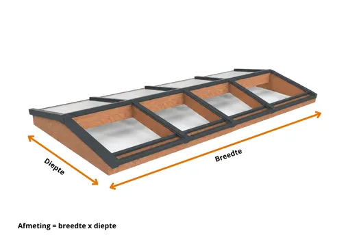 Lichtstraat Zadeldak Douglas met 8 vaks veiligheidsglas - 322,2cm breed | Antraciet RAL 7016