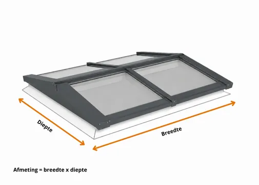 Lichtstraat Zadeldak Grenen met 4 vaks HR++ isolatieglas - 174,5cm breed | Antraciet RAL 7016