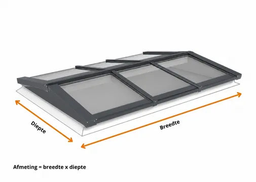 Lichtstraat Zadeldak Grenen met 6 vaks HR++ isolatieglas - 257cm breed | Antraciet RAL 7016
