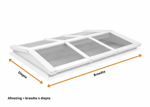 Lichtstraat Zadeldak Grenen met 6 vaks HR++ isolatieglas - 257cm breed | Wit RAL 9010