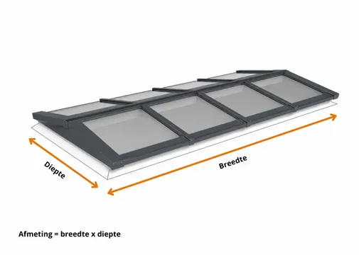 Lichtstraat Zadeldak Grenen met 8 vaks HR++ isolatieglas - 340cm breed | Antraciet RAL 7016