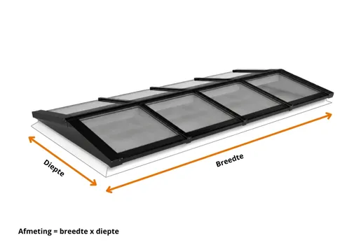 Lichtstraat Zadeldak Grenen met 8 vaks HR++ isolatieglas - 340cm breed | Zwart RAL 9005