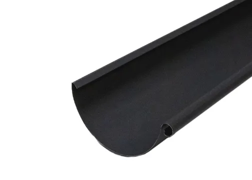 Mastgoot met kraal verzinkt staal 125mm  zwart RAL 9005