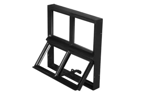 Metalen raam openklapbaar vierkant dubbelglas 40x40x5cm zwart