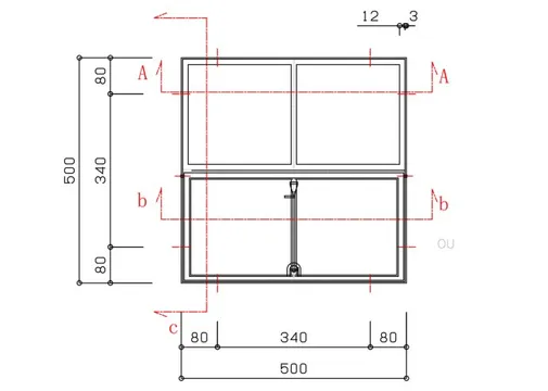 Metalen raam openklapbaar vierkant enkelglas 50x50x5cm zwart