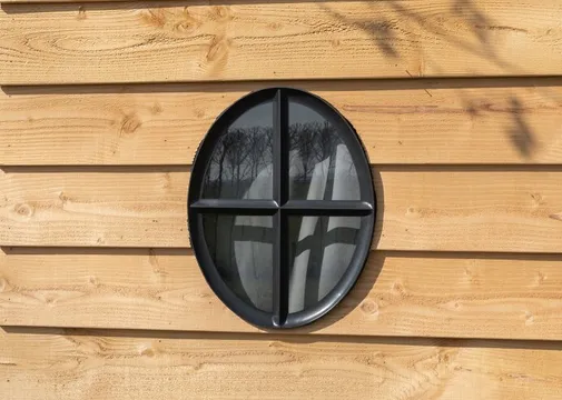 Metalen raam vast ovaal enkel glas 40x51x5,6cm zwart