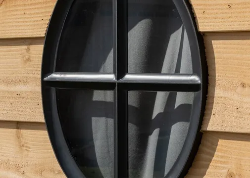 Metalen raam vast ovaal enkel glas 40x51x5,6cm zwart