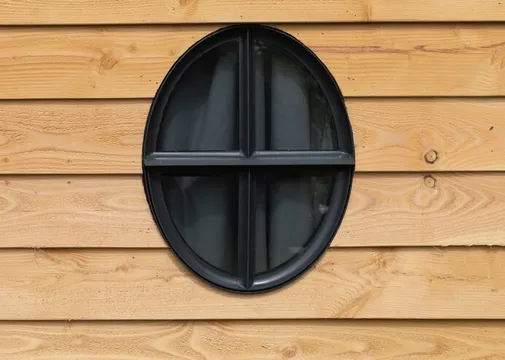 Metalen raam openklapbaar ovaal enkelglas 51x64x6cm zwart
