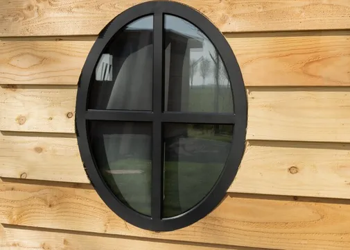 Metalen raam vast ovaal dubbelglas 62x80x6cm zwart