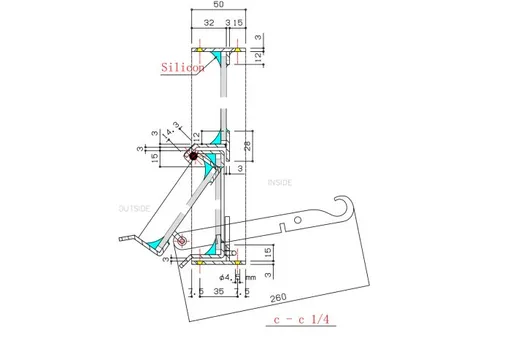 Metalen raam openklapbaar rechthoek enkelglas 50x60x5cm zwart