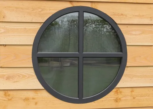 Metalen raam vast rond dubbelglas ø80x4cm zwart