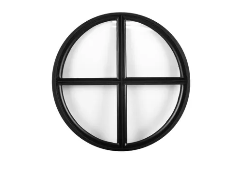 Metalen raam vast rond enkelglas ø80x6cm zwart