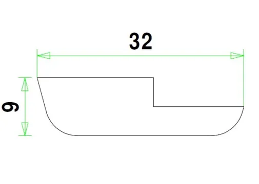 Opdekglaslat ZS9 Meranti 9x32mm 2 afgeschuinde kanten met sponning Komo 80mu wit gegrond per 10 stuks 