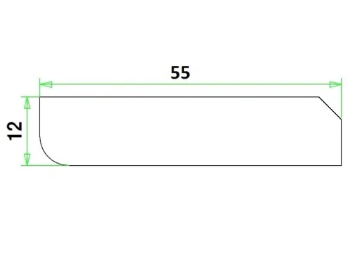 Plint Grenen 12x55mm zichtzijde wit afgelakt per 5 stuks