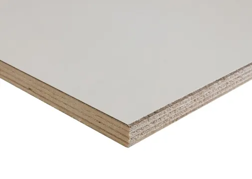 Populieren beplakt met wit hardplastic bij benadering RAL9010 HPL 0,7mm 18mm 