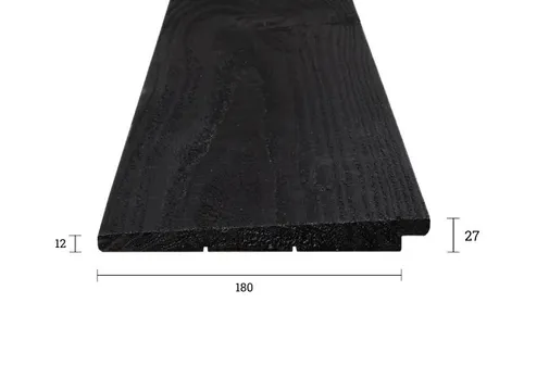 "Profi" Zweeds Rabat Douglas 12-27x195mm (werkend 180mm) fijnbezaagd geïmpergneerd, Zwart Gespoten