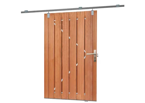 Hardhouten schuifdeur 130x195cm geschaafd | RVS deurbeslag