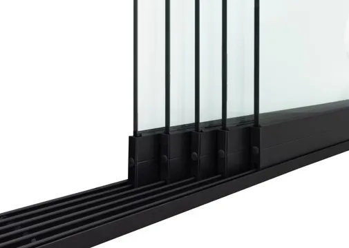 Glazen schuifwand 5-rail mat zwart RAL 9005M