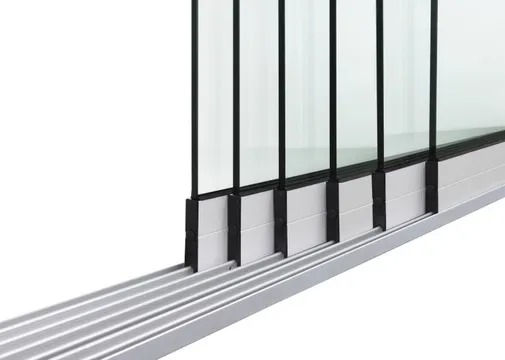Glazen schuifwand 6-rail mat wit RAL 9016M