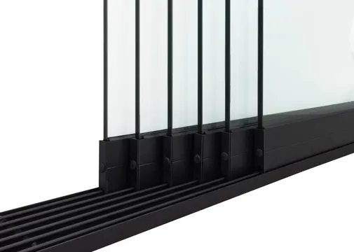 Glazen schuifwand 6-rail mat zwart RAL 9005M