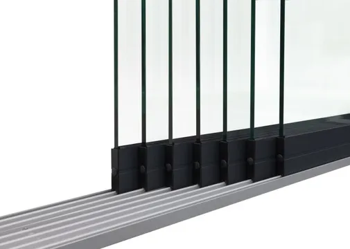 Glazen schuifwand 7-rail antraciet RAL 7016S