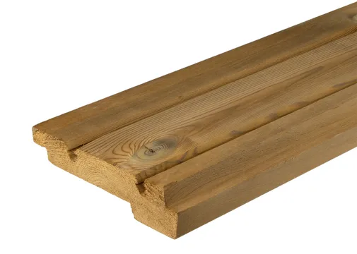 Thermisch gemodificeerd Grenen channelsiding x-clip 21x129mm (werkend)