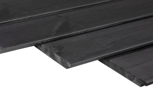 Channelsiding thermisch gemodificeerd Grenen 18x142mm (werkend 17x130mm) zwart gespoten