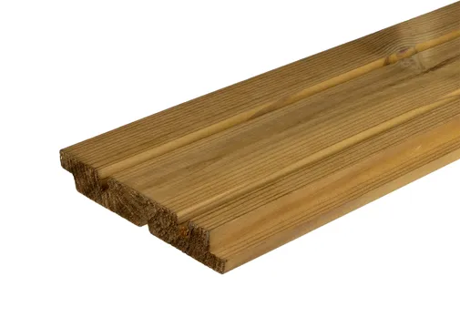 Thermisch gemodificeerd Grenen dubbel blokprofiel gelijk x-clip 21x129mm (werkend) 