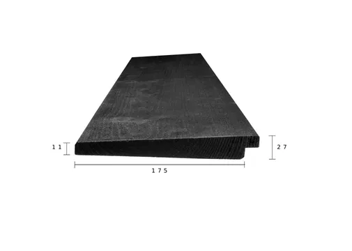 Zweeds Rabat thermisch gemodificeerd Grenen 11/27x190mm (werkend 175mm) zwart gespoten