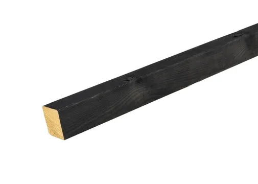 Regel thermisch gemodificeerd Vuren 50x50mm (werkend 42x42mm) geschaafd zwart geïmpregneerd (gedompeld) 