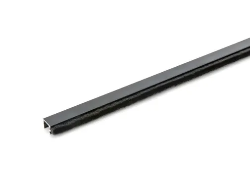 Tochtstrip 2600mm voor glazen schuifwand mat zwart