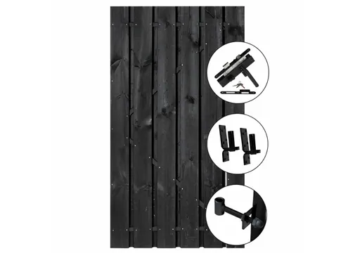 Tuindeur Primo - Grenen zwart gespoten 11-planks