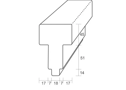 Tussenstijl Meranti kozijnhout (model B) 66x110mm 2x gegrond 