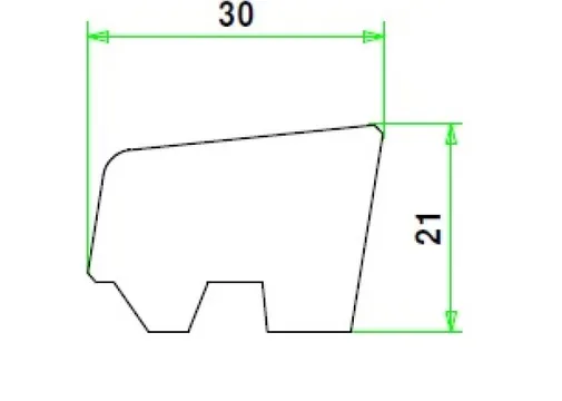 Ventilatieglaslat L3 Meranti 21x30mm (bovenzijde afgeschuind) Komo, 80 mu gegrond per 10 stuks